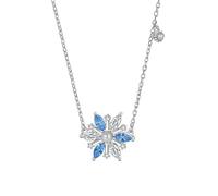 Ayoiow Snowflake Pink Statement Necklace for Women, 14K White Gold Chain with Topaz and Moissanite, Rolo Chain Necklaces for Women 40+5cm