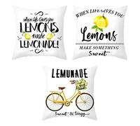 Ayoiow Soft Pillow Covers, Cushion Cases 18x18 Cushion Covers Zipper Outdoor Cushions 45cm x 45cm When Life Gives You LEMONS,make LEMONADE... Polyester, Set of 3
