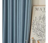 Ayoiow Solid Color Blackout Curtains Chenille for Bedroom, French Door Curtain Panel for Living Room, Haze Blue 40W x 84L inch (102 x 214 cm) Hook