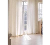Ayoiow Solid Color with Jacquard Pattern Polyester Curtains for Bedroom, French Door Window Curtains for Living Room, Beige White 38W x 84L inch (96 x 214 cm) Grommet
