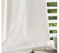 Ayoiow Solid Color with Striped Texture Plain Curtains Polyester for Bedroom, French Door Curtain Panel for Living Room, White 42W x 84L inch (107 x 214 cm) Hook