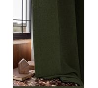 Ayoiow Solid Color with Textures Darkening Curtains Chenille for Bedroom, French Door Curtains Set of 2 for Living Room, Dark Green 52W x 84L inch (132 x 214 cm) Grommet