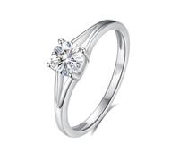 Ayoiow Solitaire 14K White Gold Wedding Rings for Womens with 0.5ct Moissanite, Simple Beautiful Engagement Rings for Her, 14K White Gold | Size J 1/2