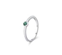 Ayoiow Solitaire 20th Anniversary Ring for Womens with 0.1ct Lab Emerald, 9K White Gold Rings for Women, 9K White Gold | Size M 1/2