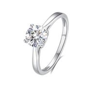 Ayoiow Solitaire 25th Wedding Anniversary Rings for Womens with 1ct Moissanite, Beautiful Rings for Her, 18K White Gold | Size S 1/2