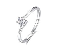 Ayoiow Solitaire Beautiful Wedding Rings for Womens with 0.3ct Moissanite, Valentines Day Promise Rings for Her, 9K White Gold | Size Q 1/2