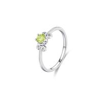 Ayoiow Solitaire Engagement Ring 14K Gold Woman with Peridot, Ram's Horn Shape 40th Anniversary Rings for Women, 14K White Gold | Size S 1/2