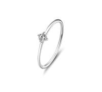 Ayoiow Solitaire Engagement Ring Gold with 0.16ct Diamond, 14K White Gold Ring for Wedding, Size J 1/2