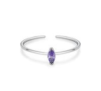 Ayoiow Solitaire Open 9K Ring Solid Gold for Womens with Amethyst, Promise Ring for Your Girlfriend, 9K White Gold | Size P 1/2