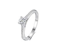 Ayoiow Solitaire Ring with Channel-Set Shank Vintage Wedding Band White Gold for Womens with 0.5ct Moissanite, Rings Mothers, 9K White Gold | Size V 1/2
