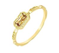 Ayoiow Solitaire Simple Moissanite Rings Sterling Silver for Womens with Tourmaline, Engagement Promise Rings for Her, 18K Yellow Gold | Size 9 R 1/2