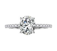 Ayoiow Solitaire with Half-Pavé Shank Ring Engagement Women with 3ct Moissanite, 50th Wedding Anniversary Ring for Wife, 18K White Gold | Size K 1/2