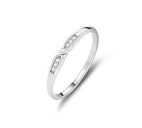 Ayoiow Stacking Thin Band 25th Wedding Anniversary Ring for Her with Diamond, Channel Setting 14K Gold Wedding Bands for Her, 14K White Gold | Size I 1/2