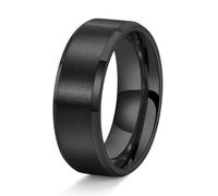 Ayoiow Stainless Steel Beautiful Rings for Men, Brushed Flat Band Engagement Rings for Couples 8MM-Black, Size Z
