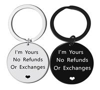 Ayoiow Stainless Steel Keychain for Couples, 25MM Round Tag with Engraved I'm Yours No Refunds Or Exchanges Key Chain