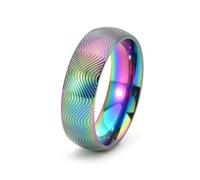 Ayoiow Stainless Steel Stainless Wedding Rings for Couples, 7 mm Wave Anniversary Rings for Couple Colorful, Size R 1/2