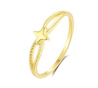 Ayoiow Star Infinity 18K Solid Gold Engagement Rings, No Gemstone 25th Anniversary Rings for Wife, 18K Yellow Gold | Size V 1/2