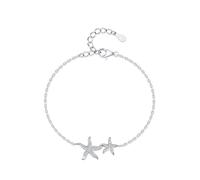 Ayoiow Starfish Bracelet for Sisters with Created Diamond, Custom Bracelet for Women, 18K White Gold | Size 20+3CM