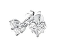 Ayoiow Stud Earrings for Women 18K White Gold Heart with Princess Cut 1.2ct Created Diamond, Unique Women's Stud Earrings 1.2ct