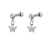 Ayoiow Summer Earrings Elegant 9K White Gold for Women, Butterfly Shaped Style 1 Moissanite Dangle Earrings for Her