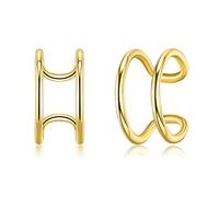 Ayoiow Summer Earrings Elegant 9K Yellow Gold No Gemstone for Women, Simple Classic Geometry Gold Ear Clip for Her