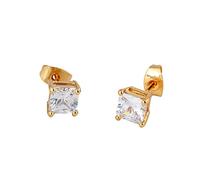 Ayoiow Summer Earrings Elegant 9K Yellow Gold Unisex, Small Simple White Moissanite Stud Earrings for Him or Her