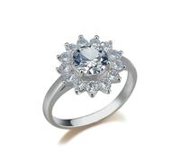 Ayoiow Sunflower Halo 40th Anniversary Ring for Womens with Moissanite, 9K Solid White Gold Promise Rings for Her, 9K White Gold | Size 6 L 1/2