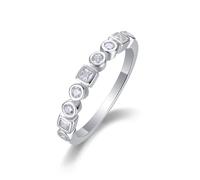 Ayoiow Thin 25th Wedding Anniversary Rings for Womens with 0.18ct Moissanite, Beautiful Rings for Her, Platinum | Size O 1/2