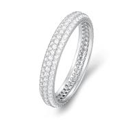 Ayoiow Three Row Wedding Band and Ring for Womens with Moissanite, Antique Ladies Rings for Her, Pt950 | Size M 1/2