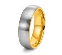 Ayoiow Tungsten Statement Bands for Him, Tungsten Steel Two Tone Brushed His And Her Wedding Bands Tungsten Silver Gold-6MM, Size N 1/2
