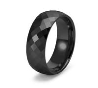 Ayoiow Tungsten Steel Tungsten Statement Band Rings for Men Black-8MM, His And Her Wedding Bands Rhombus| Size N 1/2