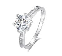 Ayoiow Twisted 14K White Gold Wedding Rings for Womens with 1ct Moissanite, Classic Beautiful Engagement Rings for Her, 14K White Gold | Size Q 1/2