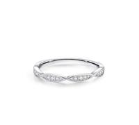 Ayoiow Twisted Wave 9K White Gold Wedding Bands for Women with Diamond, Infinity forever Love Rings for Women, 9K White Gold | Size U 1/2