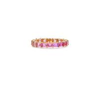 Ayoiow Unique Promise Rings for Her 18K Yellow Gold Rectangle with 2.79ct Colourful Pink Sapphire, Birthday Ring for Mom Size S 1/2