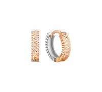 Ayoiow Vacation Earrings for Women Tropical Bicolor Diamond Pattern, 18K Solid Gold Hoop Earrings for Women