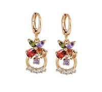 Ayoiow Vacation Earrings Women 18K Yellow Gold for Women, Butterfly Multicolor Amethyst Ruby Garnet Citrine and Lab Diamond Hoop Earrings for Her