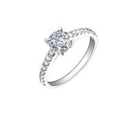 Ayoiow Valentine Ring for Girlfriend 14K White Gold with 0.74ct Diamond, Rings Personalized for Women Size O 1/2