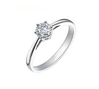 Ayoiow Valentine Rings for Girlfriend 6 Prong Diamond 0.3ct, 14K White Gold Wedding Ring for Her Size O 1/2