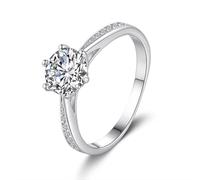 Ayoiow Valentines Day Promise Rings for Womens, 2ct Moissanite Solitaire Beautiful Wedding Rings for Her, 18K White Gold | Size I 1/2