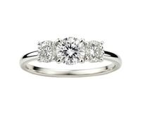 Ayoiow Valentines Day Promise Rings for Womens, Moissanite Three Stones Beautiful Wedding Rings for Her, 14K White Gold | Size 8 P 1/2