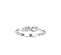 Ayoiow Vintage Engagement Rings for Her 925 Sterling Silver Cubic Zirconia, Silver Irregular Geometric Arrangement Cubic Zirconia Engagement Ring for Girlfriend Wife Her, Size J 1/2, for Birthday