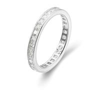 Ayoiow Vintage Engagement Rings for Her, Moissanite Channel Setting Full Eternity Rings White Gold for Her, 18K White Gold | Size 7.5 O 1/2