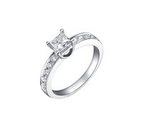 Ayoiow Vintage Engagement Rings for Women White 18K White Gold Princess cut Diamond 0.4ct, Forever Ring Size L 1/2