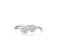 Ayoiow Vintage Wedding Bands for Her 925 Sterling Silver Cubic Zirconia, Silver Little Daisy Wedding Band for Her Size N 1/2, Suitable for Birthday