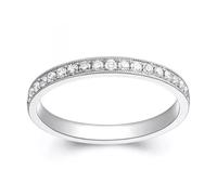 Ayoiow Vintage Wedding Bands for Her 9K White Gold with 0.53ct Diamond, Valentine Rings for Girlfriend Size O 1/2