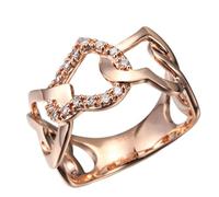 Ayoiow Vintage Wedding Bands for Women Rose Gold 9K with 0.08ct Diamond, 30Th Anniversary Ring for Girlfriend Size L 1/2