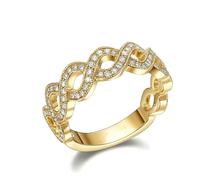Ayoiow Vintage Wedding Bands for Womens, Diamond Infinity 25th Wedding Anniversary Rings for Women, 14K Yellow Gold | Size 4.5 I 1/2