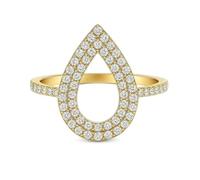 Ayoiow Water Drop Shape 40th Anniversary Ring for Womens with Diamond, 9K Solid Yellow Gold Promise Rings for Her, 9K Yellow Gold | Size 7.5 O 1/2