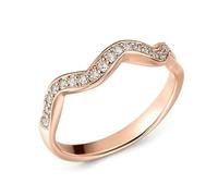 Ayoiow Wave forever Ring for Women with Diamond, Engagement Ring Band for Her, 9K Rose Gold | Size 10.5 U 1/2