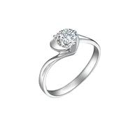 Ayoiow Wedding and Engagement Rings for Women 14K White Gold Heart with 0.5ct Diamond, Beautiful Engagement Rings for Women Size R 1/2